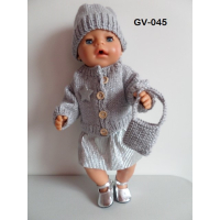 Muts en tasje behorende bij vest zalm rose/ goud